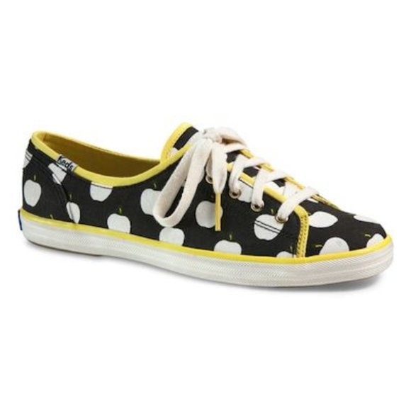 KATE SPADE x KEDS Black & White Apple Rally Sneakers sz 8 Women's Casual Shoes - Picture 3 of 12